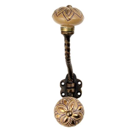 Golden Flower Ceramic Antique Rope Iron Hook